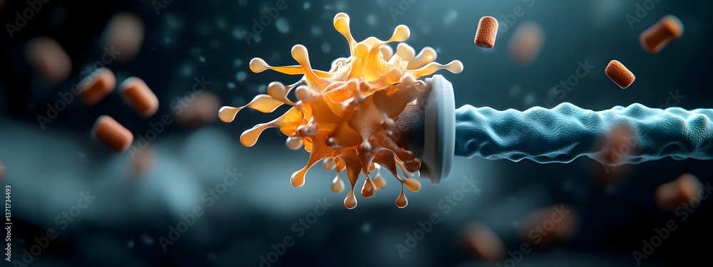Poster a 3d rendered diagram illustrating the complex and dynamic frequency response patterns of a biologic