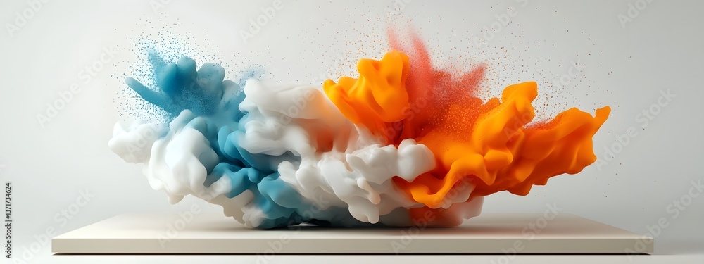 Poster a 3d rendered image depicting an abstract colorful composition representing the frequency and distri