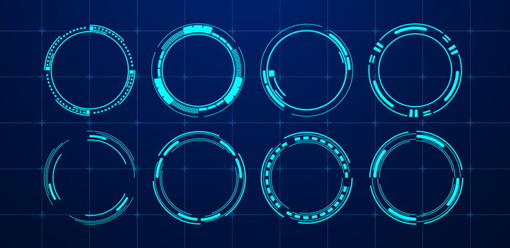 Set circle technology sci fi and futuristic frame vector editable