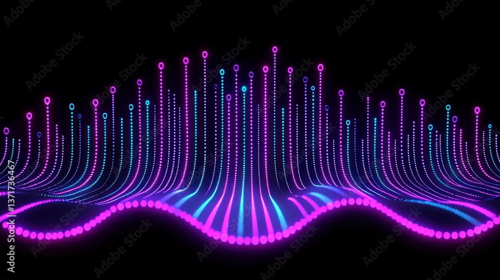 Poster abstract digital wave neon lights data flow ai technology background