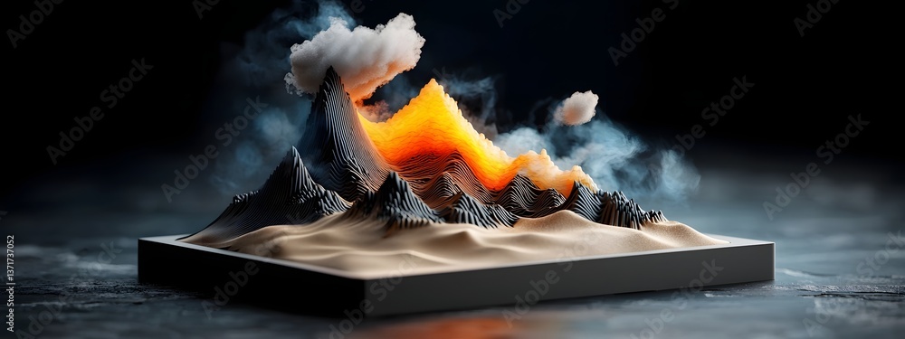 Poster a conceptual 3d rendering depicting the frequency distribution of energy consumption across a dynami