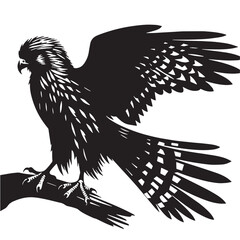 Black Mauritius Kestrel Silhouette Vector, High Quality Illustration on White Background