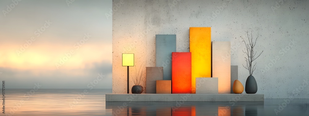 Aufkleber a digital 3d rendered abstract composition of geometric shapes lighting and colors symbolizing the v