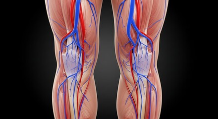 Human Legs Showing Knee Anatomy with Blood Vessels Illustration