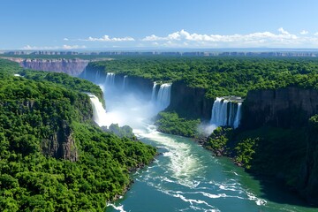 Iguazu Falls panoramic view.