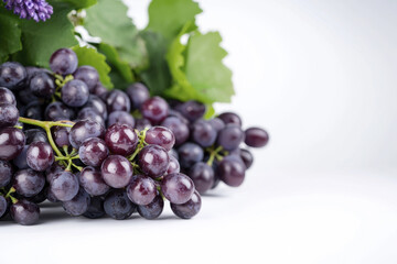 Fototapeta premium Fresh organic grapes with vibrant colors and lush green leaves create delightful and healthy scene