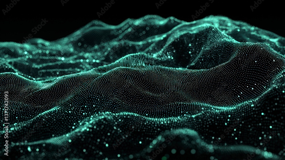Poster futuristic ai data waveform abstract 3d render technology background green digital land