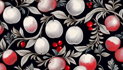 Black and white and red design or pattern for fabric