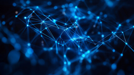 Abstract blue network connecting dots and lines representing data flow and connectivity