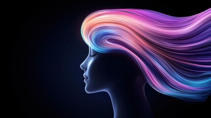 Thought Abstract swirling colors around a head, symbolizing complex thinking and creativity.