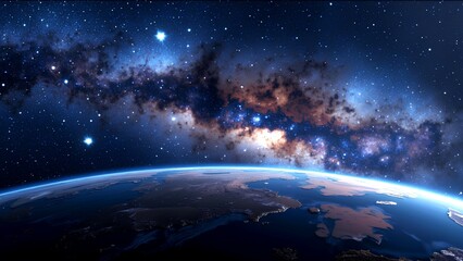 Obraz premium Stunning View of Earth and Cosmic Milky Way in Night Sky