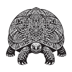 Black Pinta Island Tortoise Silhouette Vector, High Quality Illustration on White Background
