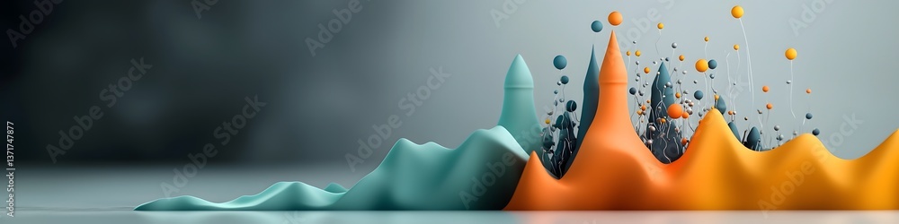 Poster a visually striking 3d rendering depicting the frequency response of a population to changes in temp