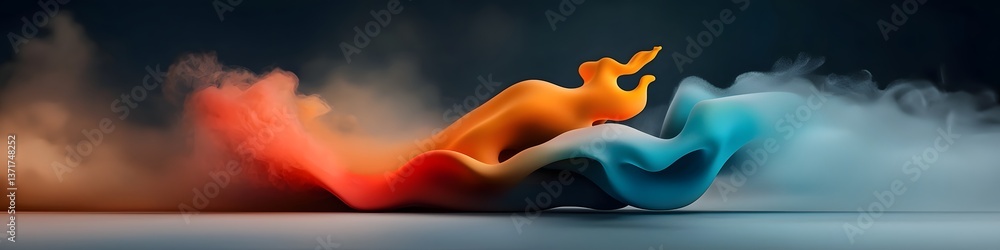 Poster a visually striking depicting the absorption emission and scattering of a wave packet as it undergoe