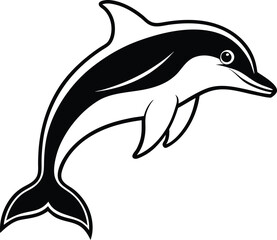 Fototapeta premium Cute Black and White Dolphin Illustration