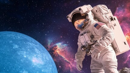 Astronaut on Alien Planet  Space Exploration  Nebula  Cosmos