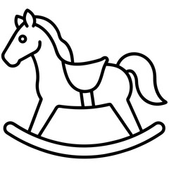 A cute cartoon pony rocking horse silhouette isolated on white