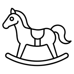 A cute cartoon pony rocking horse silhouette isolated on white