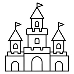A style toy castle line art vector illustration