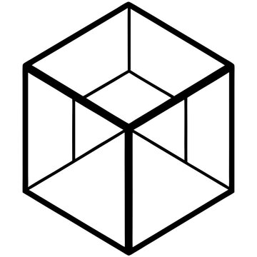 A shape sorting cube line art vector illustration 