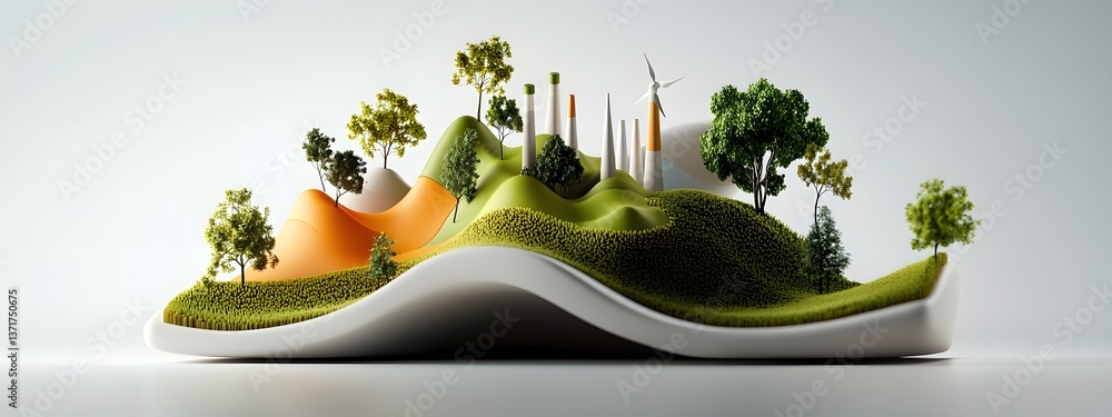 Poster an abstract futuristic 3d rendering depicting the flow and distribution of energy consumption across