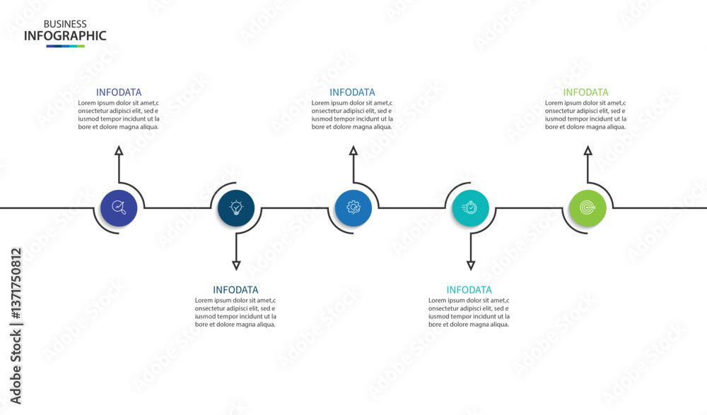 Wall mural infographic design template. timeline concept with 5 steps. can be used for workflow layout, diagram
