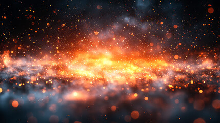 Fiery Abstract Background: Glowing Embers and Smoke