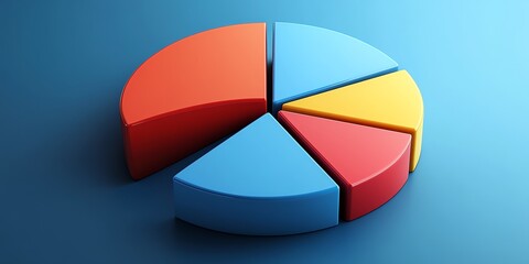 Fototapeta premium Colorful 3D Pie Chart: A Modern, Bold Data Visualization