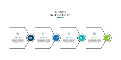 Design template for vector infographic labels with icons and 4 options or steps.	