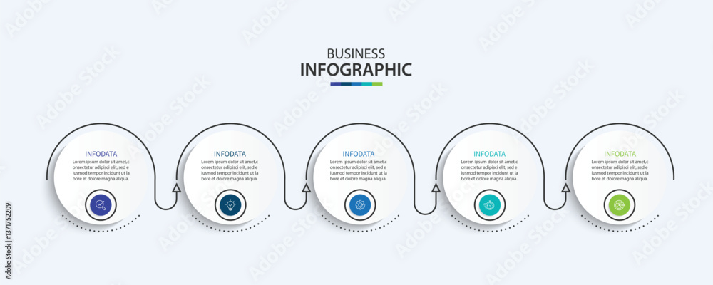 Wall mural vector infographic label design with circle infographic template design and 5 options or steps.