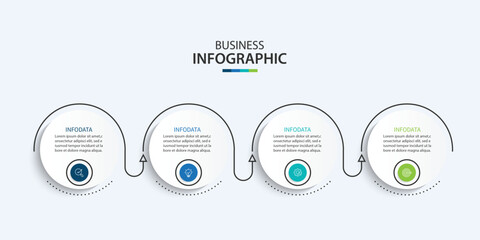 Vector infographic label design with circle infographic template design and 4 options or steps.
