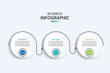 Vector infographic label design with circle infographic template design and 3 options or steps.	