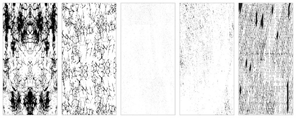 Set of Black and white grunge. Distress overlay texture. Surface dust and rough dirty wall background concept.