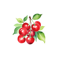 Watercolor branch of cherry