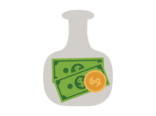 Money Jar with Dollar Bills Inside