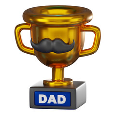 3D render, Dad Glory Trophy for Achievement and Celebration, Icon Illustration
