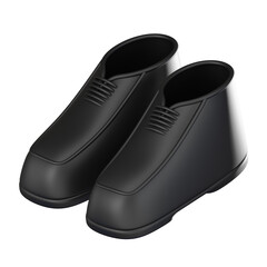 3D render, Classic Leather Shoes Black for Formal and Casual Wear, Icon Illustration
