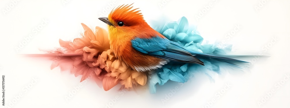 Aufkleber captivating digital depicting a spectrogram visualization of a colorful bird s melodic song showcasi