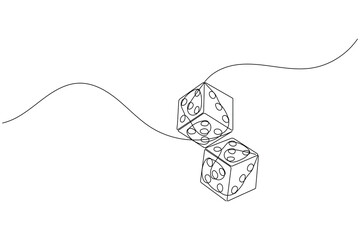 Obraz premium Game dice continuous one line drawing simple outline vector icon