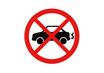 A sign showing no idling with a car