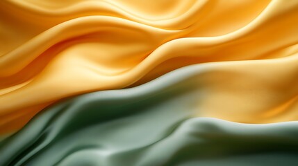 Obraz premium A silky, abstract background in shades of mustard yellow and olive green, with a soft, flowing texture,