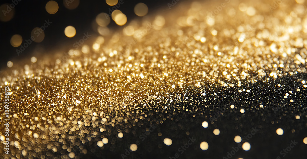 Aufkleber sparkling golden glitter cascades, creating a mesmerizing display of light and texture against a dee