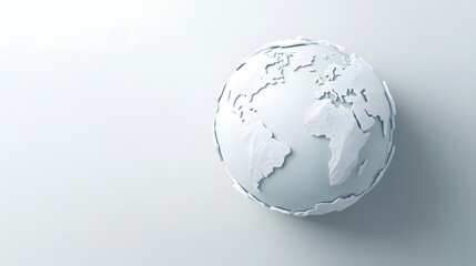 White textured globe model showcasing world map continents global connection