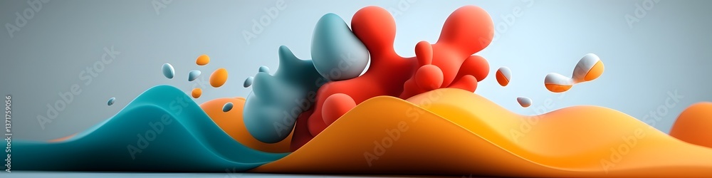 Poster rendered 3d animation depicting a wave packet interacting with a medium and creating resonance at sp
