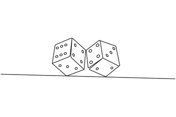 Game dice continuous one line drawing simple outline vector icon