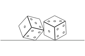 Game dice continuous one line drawing simple outline vector icon