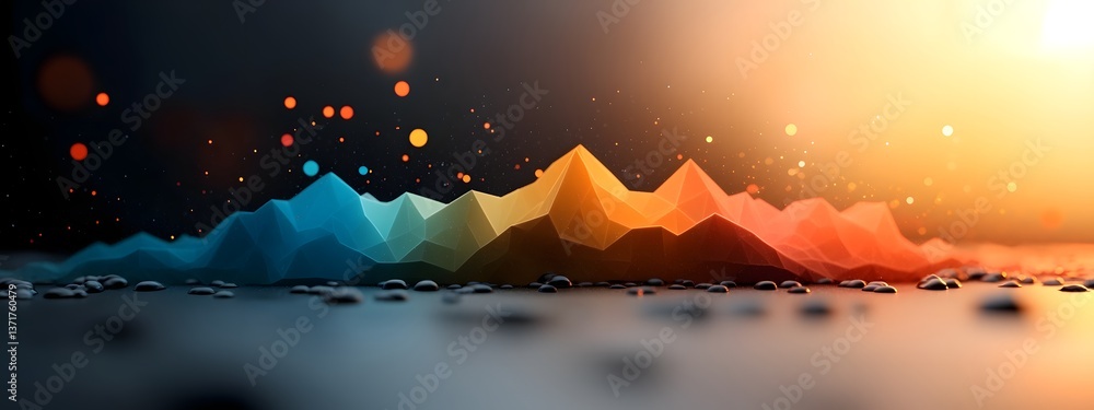 Poster surreal digital landscape depicting the diverse frequencies and applications of the electromagnetic 