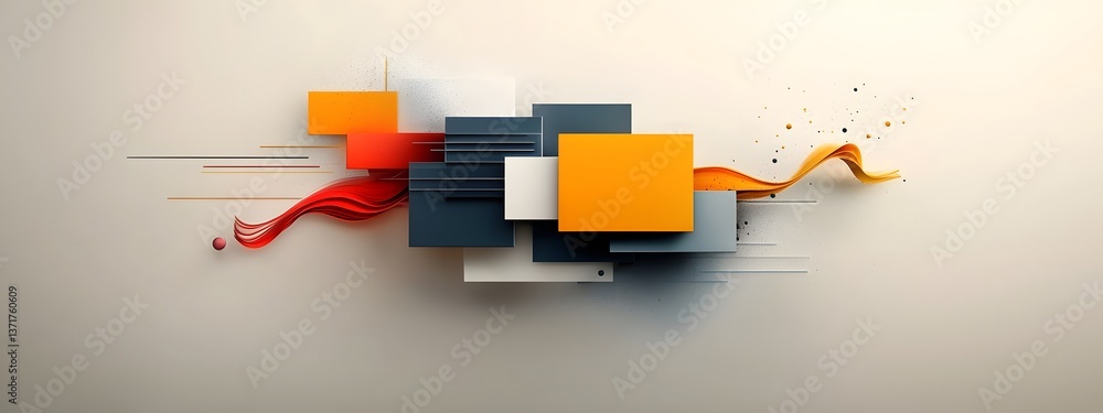 Poster this abstract digital showcases a refined modern design with sleek geometric forms and a muted monoc