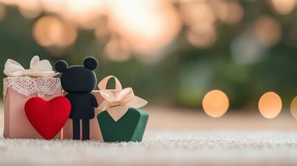 Cute Cartoon Bears  Gifts  Hearts  Romantic Scene  Valentine s Day  Love  Presents  Pink