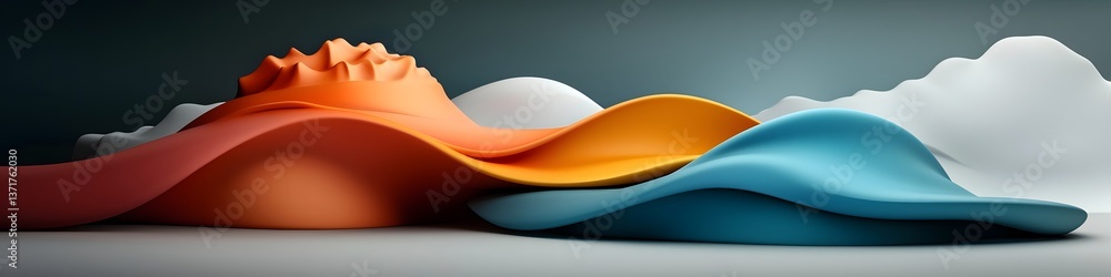 Poster vibrant 3d rendering of an abstract wave packet interacting with boundaries and producing standing w